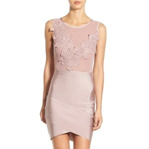 Missguided Floral Aplique Mesh Bandage Mini Dress